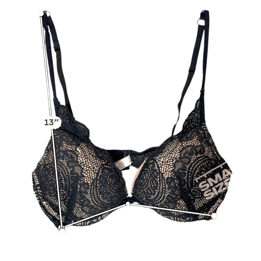 Victoria's Secret Dream Angels Lace Demi Bra Feminine Floral Paisley Pattern 36C